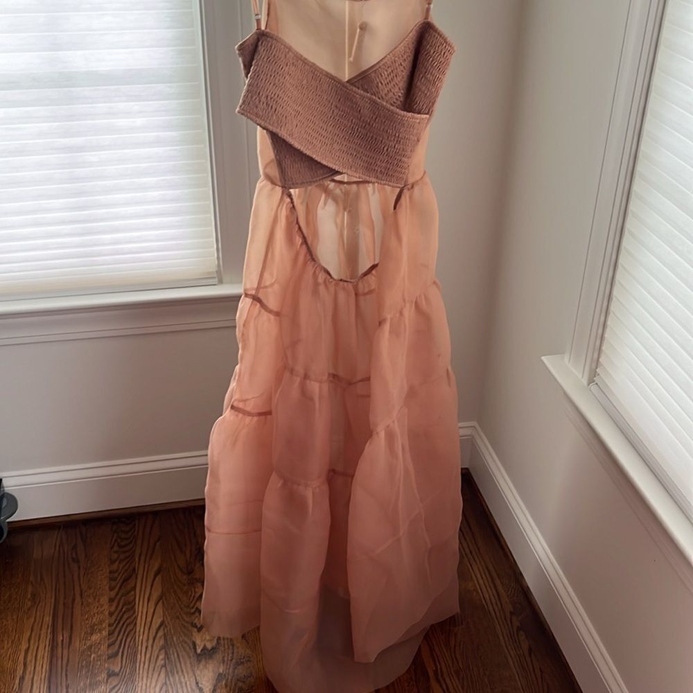 Anthropologie X OhSevenDays Tiered Sheer Midi Dress Size XS color blush - Picture 8 of 11